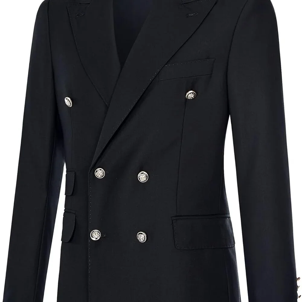 Men's Slim Fit 2 Piece Suit Double Breasted Business Wedding Prom Tuxedo Suits B - Picture 8 of 8